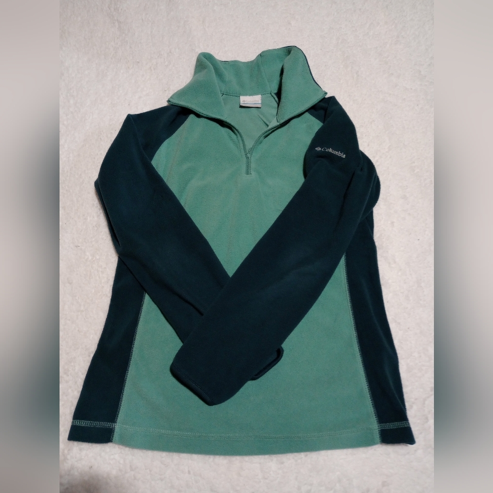 Columbia Two Tone Green Fleece Quarter Zip